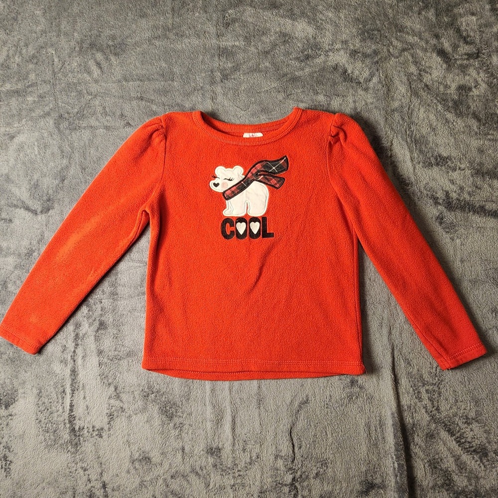 365 Kids from Garanimals Girls Red Fleece Polar Bear Cool Top Size 6 GAKG415402